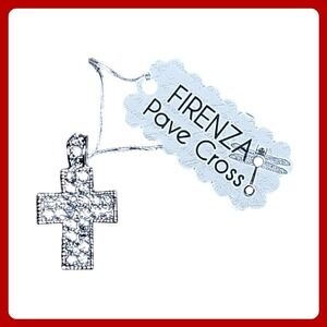 Firenza Pave Cross Pendant Lab Created Diamond Silver Unisex NWT Religious Charm